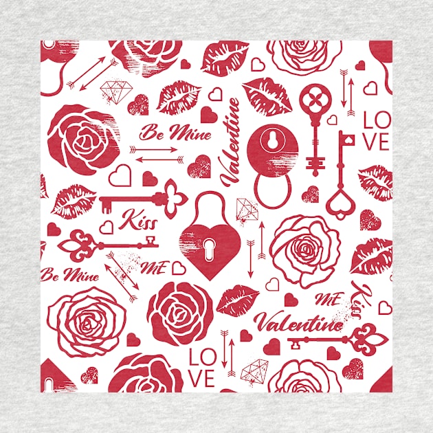 Kitsch Valentine | red and white | love pattern by RenattaZare